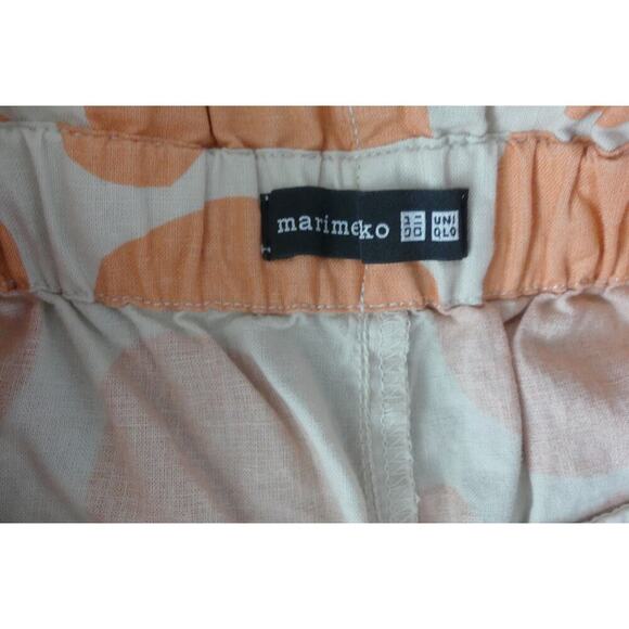 Marimekko Uniqlo Linen Blend Polka Dot Shorts Waist 30-31 Tie Orange Loose Fit - Picture 3 of 9